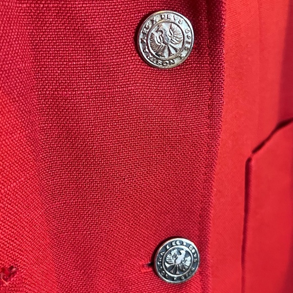 Vintage Buraks Red Linen Blazer Coat Small - Picture 15 of 16